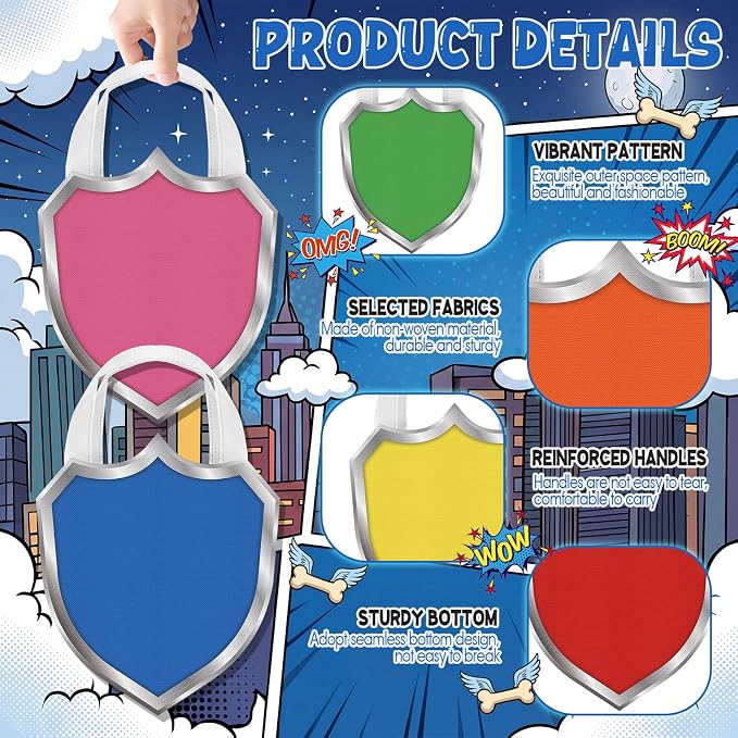 Locmeo 24 Pcs Cartoon Dog Party Favors Gift Bags Bulk Non Woven Candy Treat Bags with Handle for Birthday Decorations Puppy Goodie Cartoon Party Supplies