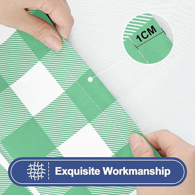 Smiry Picnic Table Cloth 4 Pack, Waterproof Elastic Fitted Tablecloths for 4FT Rectangle Tables, Washable Polyester Buffalo Plaid Tablecloth for Camping & Outdoor (Sage Green & White, 30" x 48")