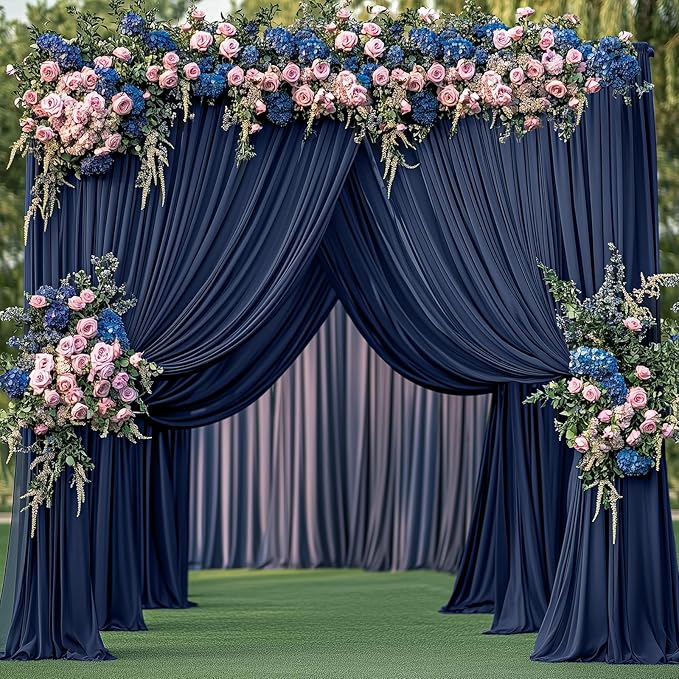 20ftx15ft Navy Blue Backdrop Curtain for Parties, Wrinkle Free Polyester 4 Panels 15 ft Long Photo Backdrop Drapes Back Drop Cloth Drapery for Wedding Birthday Party Photography Background