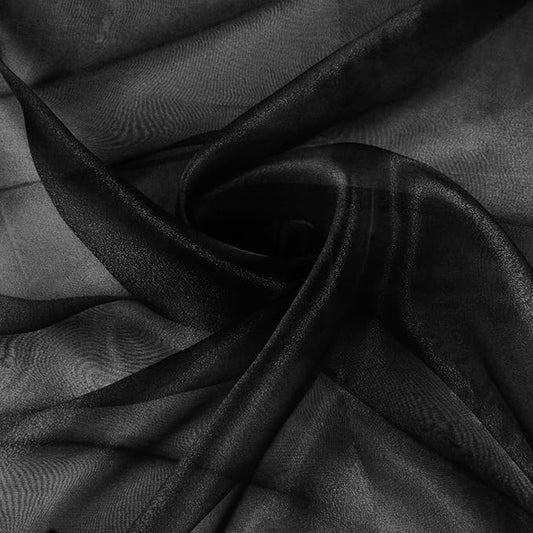 VACVELT Sheer Organza Fabric by The Yard, 60 Inch Wide Black Organza Fabric Bolt Bridal Sheer Tulle Fabric, Silk Organza Fabric Roll for Wedding Party Decorations Backdrop Curtain (2 Yards)