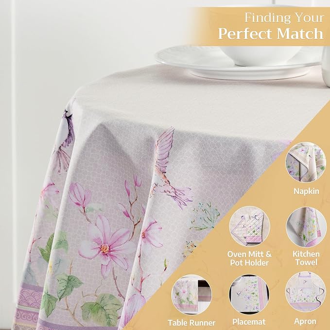 Maison d' Hermine Table Cloth Round Table 100% Cotton 69 Round Inches Tablecloth Reusable Decorative for Dining Kitchen Room Farmhouse Party Home Hotel Restaurant Spring Summer - Magnolia Mornings