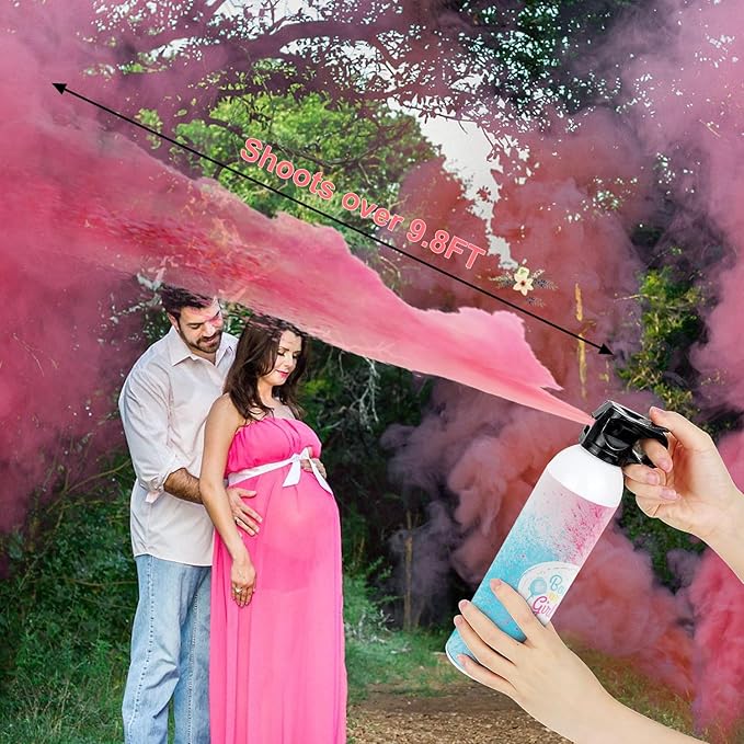 Gender Reveal Fire Extinguisher: 2 Packs Pink Gender Reveal Ideas Only for Baby Girl with 100% Biodegragable for Gender Reveal Decorations (Pink)
