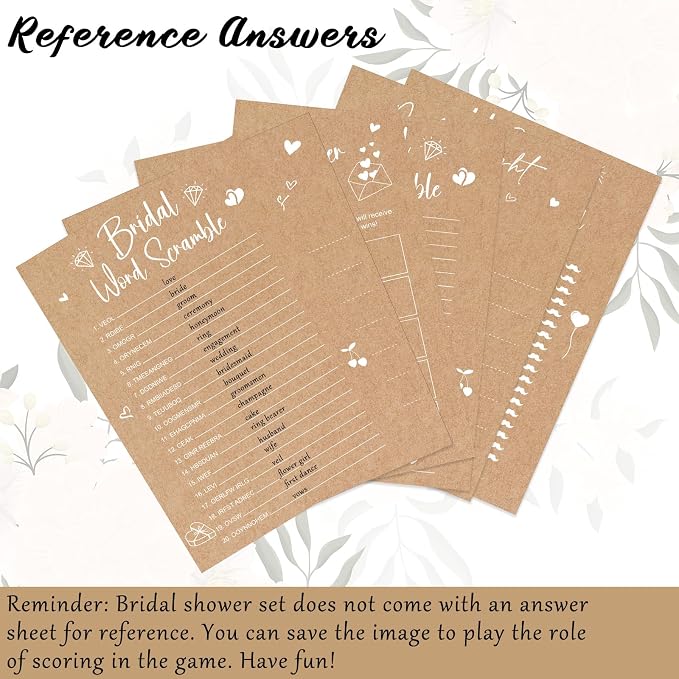 Silipull Bridal Shower Games Set for 50 Guests Includes Bingo, He Said She Said, Scramble, Would She Rather, Advice and Wishes Wedding Games Double Sided with Wooden Box, 20 Pencils (Kraft)