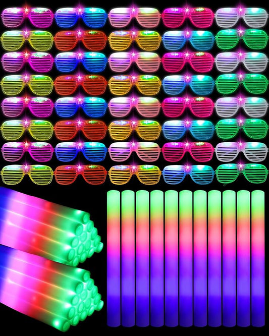 Maitys 80 Pcs Foam Sticks Light up Glasses, Glow in the Dark Sunglasses Foam Sticks LED Glasses Light up Supplies