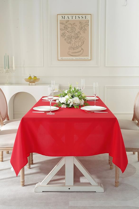 5 Pack Rectangle Tablecloth, 60 x 126 Inch Red Table Cloth, Polyester Fabric Washable Tablecloth for Home, Party, Wedding or Restaurant Use.