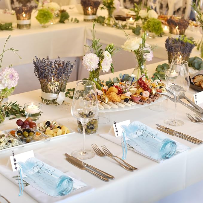 Sliner 24 Set Wedding Favors for Guests Bulk 2oz Acrylic Take a Shot We Tied the Knot Shot Glasses with Thank You Cards Organza Bags for Guest Souvenir Wedding Bridal Shower Gifts (Blue,Black)