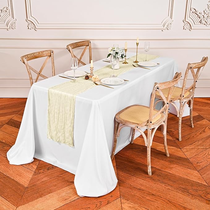 24 Pack Ivory Cheesecloth Table Runner,9FT Burgundy Runner,17x108inch Rustic Boho Gauze Table Runner for Wedding Party Bridal Shower Thanksgiving Christmas Boho Table Decoration