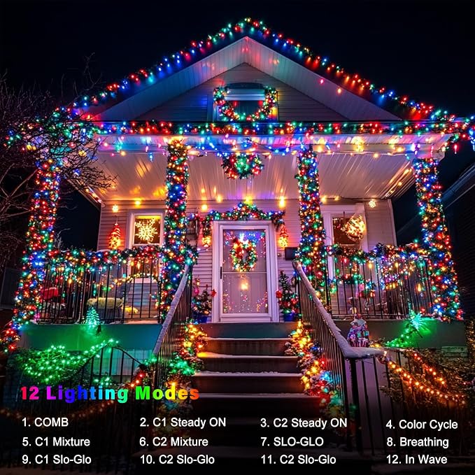 66Ft String Lights Battery Color Changing Christmas Lights for Indoor | 200 LED,Dual Color Changing,Remote, Timer,12 Lighting Modes,Waterproof,Fairy Lights for Bedroom Christmas Decor