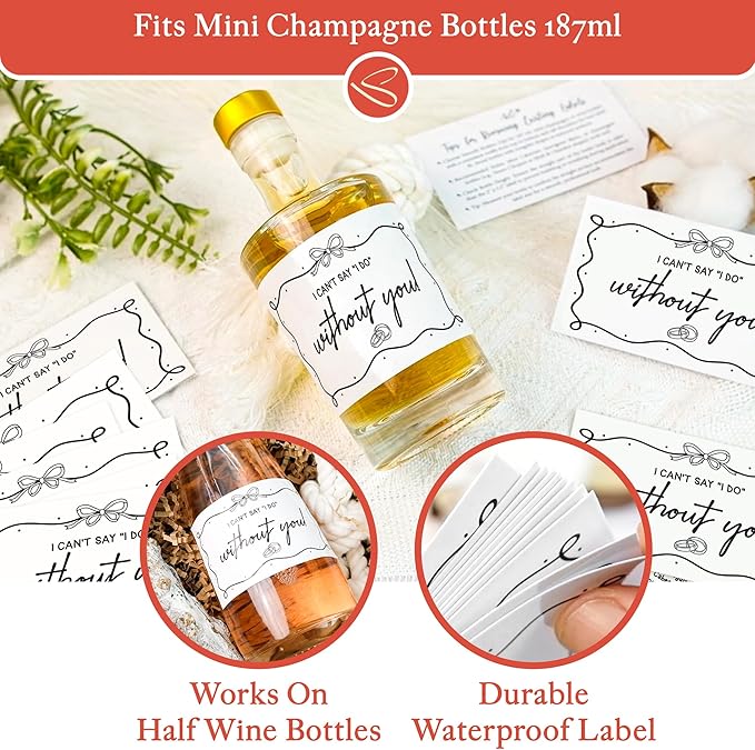 Stofinity 11 Will You Be My Bridesmaid Stickers Mini Champagne Labels - I Can't Say I Do Without You Bridesmaid Proposal Ideas, Maid of Honor and Matron of Honor Proposal Bottle Label