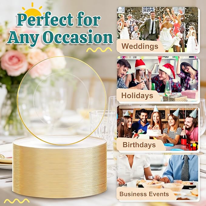 Festiva 200Pcs Clear Plastic Dessert Plates Disposable 6.3" with Plastic Forks 5" - Small Clear Plates-Dessert/Cake/Appetizer Plates for Birthday/Easter Party & Wedding - Serve for 100Guests