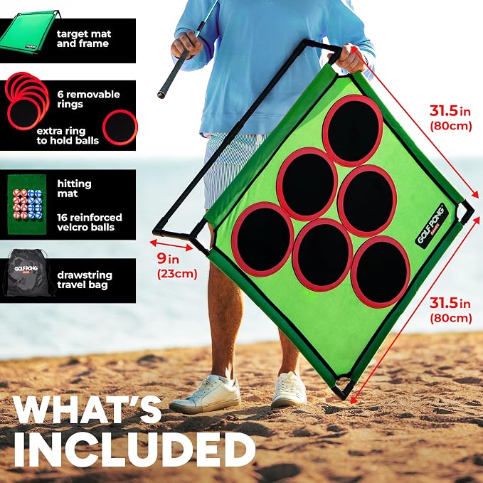 Golf Pong Game Set, Jumbo Backyard Lawn Game, Portable Indoor-Outdoor Chipping Golf Gift for Men, Women & Family Original