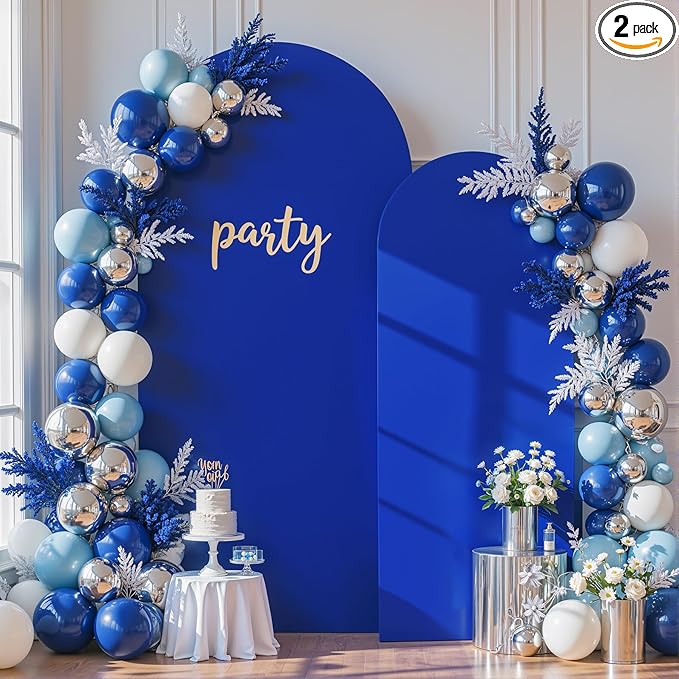 Royal Blue Arch Cover 2 Set-7.2FT, 6FT Arch Backdrop Cover Spandex Fitted Birthday Party Arch Stand Covers Stretchy Backdrop for Baby Shower Bridal Shower Wedding Ceremony Banquet Photo Background