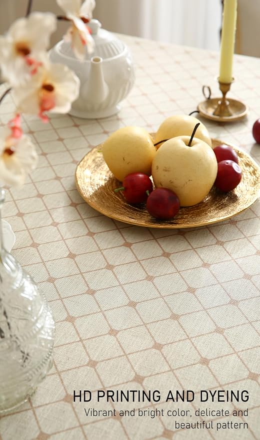 ISAENNE Designer French Linen Rectangular Tablecloth,94"x63"-Bertina E | Elegant French Table Cloth for Rectangle Table,Colorful Floral Pattern,Dining Room,Tea Party,Kitchen,Thanksgiving,Decor