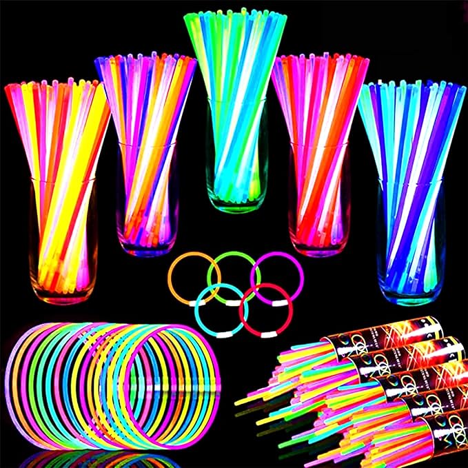 TURNMEON 240 Pack Ultra Bright Glow Sticks Bulk Glow In The Dark Party Supplies Necklace Bracelet with Connector 8" Light Up 14Hrs Long Last Party Favors Toy Birthday Wedding Pool Patriotic