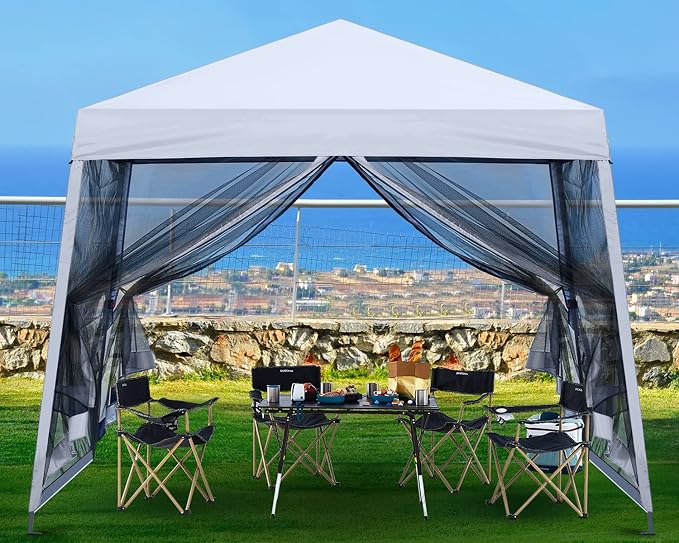 ABCCANOPY Stable Pop up Outdoor Canopy Tent with Netting Wall, White