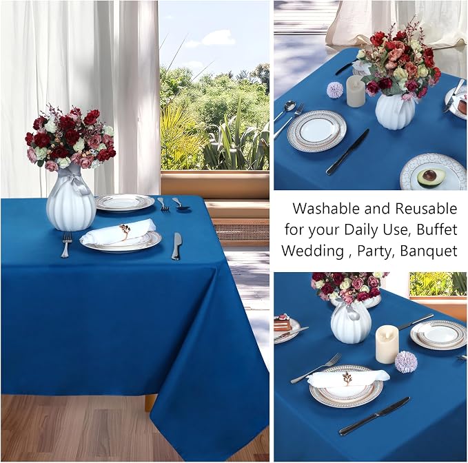 8 Packs Royal Blue Tablecloth Rectangle 60x102 Inch Rectangular Table Cloth For 6 Foot Rectangle Tables, Wrinkle Resistant Polyester Fabric Tablecloth Washable Table Cover For Wedding Party Buffet