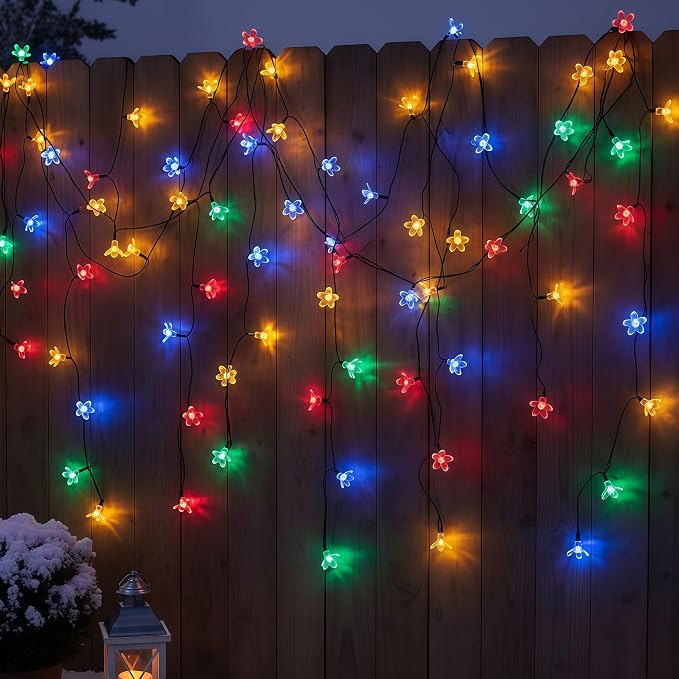 100 Multicolor Cherry Blossom LED String Lights, 33 ft 8 Models USB Powered | Sakura Light, USB Port, Multimode Lighting, 33' Total Length, 1-Strand 100 Lights, 4" Spacing