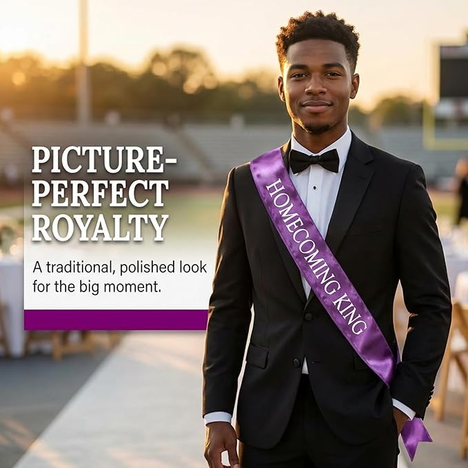 Anderson's Satin Sash Sets, King & Queen, 72 Inch x 3 Inch - 2 Pieces, Homecoming Court & Royalty Sashes