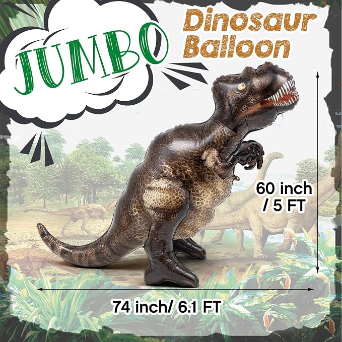 Skylety 6.1 ft x 5 ft Inflatable Dinosaur Balloon Blow up Dino Balloons Tyrannosaurus Inflatable Toy for Dino Party Birthday Decorations Gift Jurassic Theme Party Supplies