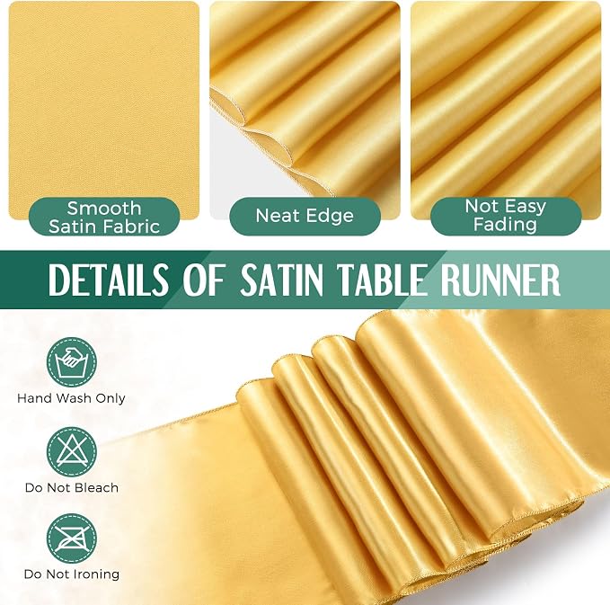Breling 24 Pack Green and Gold Disposable Plastic Tablecloths and Satin Table Runner Set, 54 x 108 Inch Tablecloth, 12 x 108 Inch Table Runners for Wedding Graduation Birthday Baby Shower New Year