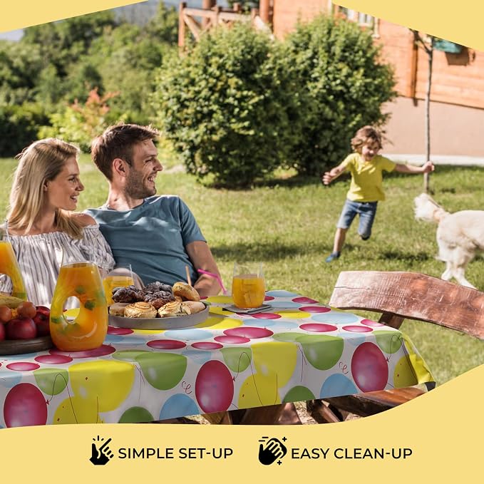 Party Solids 66% Thicker Premium Balloon Print Plastic Table Cover Roll 40" X 300' Table Cloth Plastic Cover Roll Quality Thick Banquet Rolls Disposable Tablecloth Rolls Strong American Based Company