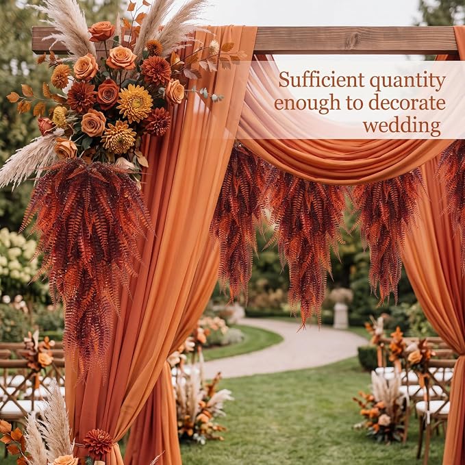 Daifunli 8 Pcs Artificial Fall Hanging Plants Fake Hanging Ferns Plastic Autumn Faux Plants for Wall Room Garden Garland Indoor Outdoor Decor No Basket (Fall Boston)