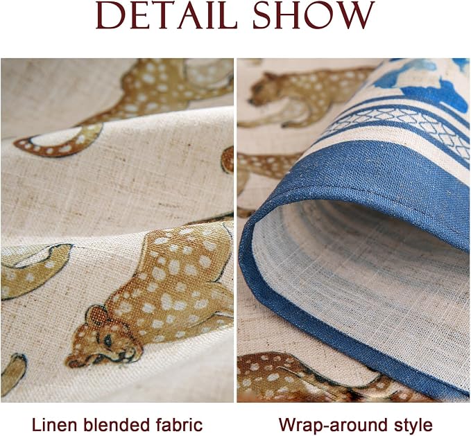 patdrea Vintage Leopard Print Linen Tablecloth,Round,Diameter 67"-from | Fench Elegant Table Cloth for Round Table,Animal Patterned,Dining Room Kitchen Tea Party Decoration,Durable