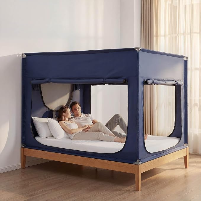 ANC POP Portable Bed Tent, Blackout Privacy Canopy with 3 Doors & Breathable Mesh, Large Space for Adults, Indoor Sleeping Shelter for Dorms/Shared Rooms