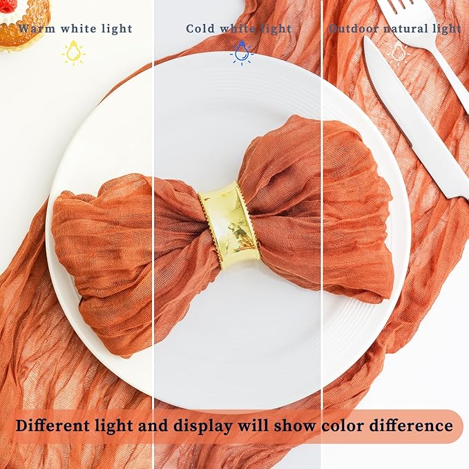 100 Pack Orange Cheesecloth Napkins 21x21 Inches Orange Cloth Napkins Set of 100 Washable Dinner Table Napkins for Wedding Bridal Baby Shower Rustic Boho Cotton Gauze Family Party Table Decor
