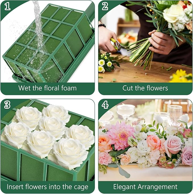 4 PCS Floral Foam Cage - 12x4.8x3.3in Foam Cage for Flower Arrangements - Egg Bouquet Floral Cage Flower Holder Wet Foam for Arch, Fresh Flowers, Artificial Flower