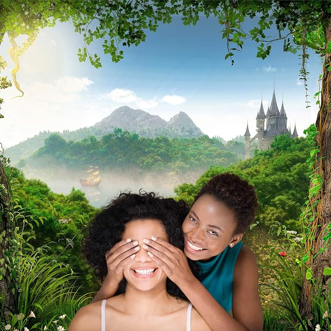 Fairy Tale Woodland Backdrop Castle Sailing Ship Enchanting Tale Photography Background Blue Sky Mystical Fantasy Forest Landscape Backdrops Portrait Booth Video Shoot Studio Props Vinyl 8x6ft