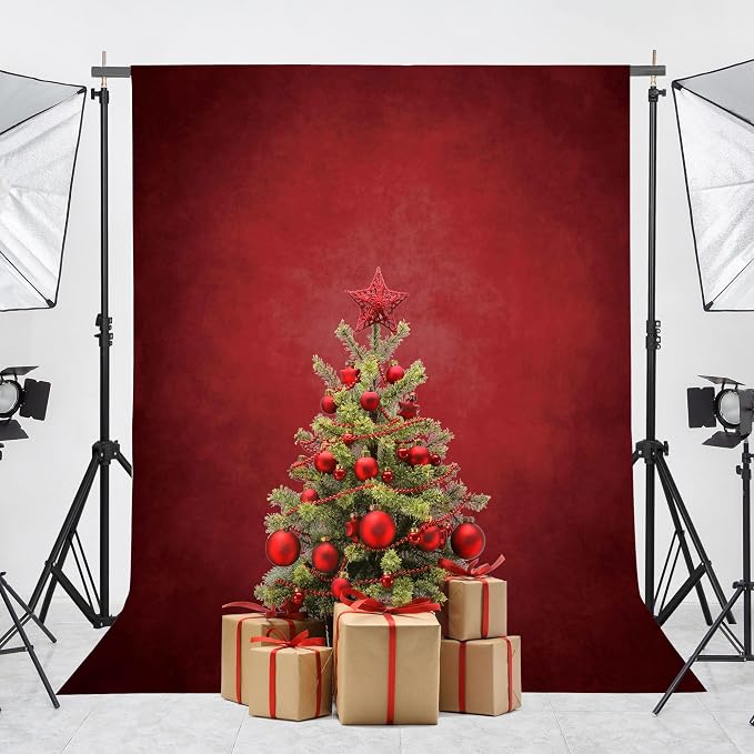 Abstract Professional Photography Backdrop for Portrait Photo Props Booth Background Photoshoot Studio with Polyester Fabric Roller Pocket on Top (8x10ft,Red,No Stand)