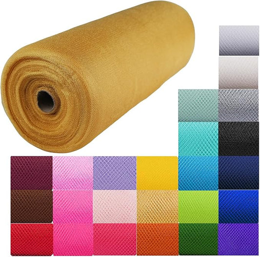 Craft And Party, 54 Inch by 40 Yards (120 ft) Metallic Gold Fabric Tulle Roll, Fabric Tulle Bolt for DIY Tutu Skirt, Wedding and Decoration (Metallic Gold)
