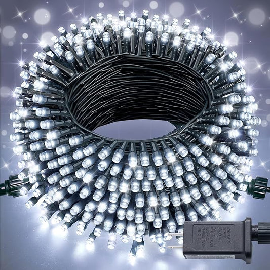 JMEXSUSS 250 LED White Christmas Lights Outdoor, 91.5ft Extendable White String Lights Indoor, Christmas Tree Light with 8 Modes for Room Garden Patio Wedding Party Christmas Decorations