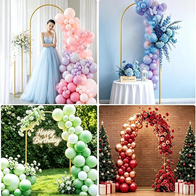6 FT Arch Backdrop Stand, Wedding Arch Frame, Balloon Arch Stand with Base, Gold Balloon Arch Stand for Graduation, Photo Booth, Baby Showers, Birthday Party Decoration