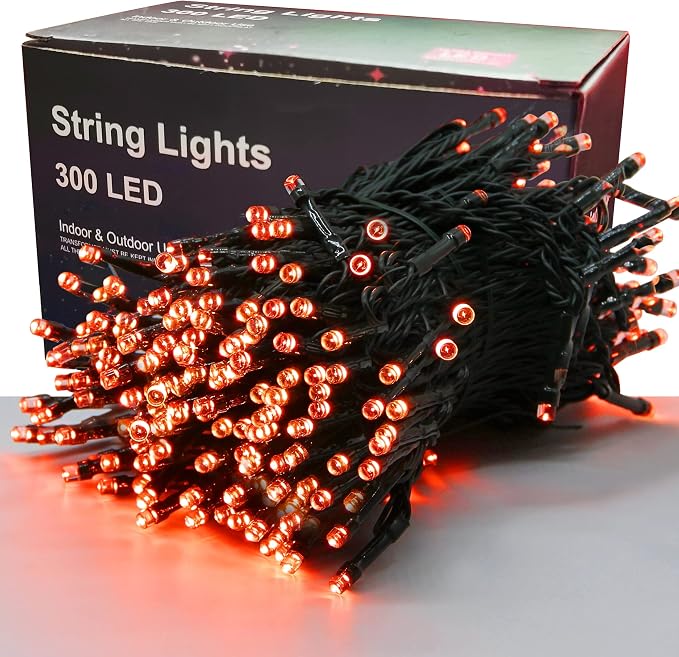 300 LED Halloween Lights, 98.5FT Halloween String Lights with 8 Lighting Modes, Waterproof & Connectable Mini Light, Plug in for Indoor Outdoor Holiday Christmas Party Bedroom Decorations (Orange)