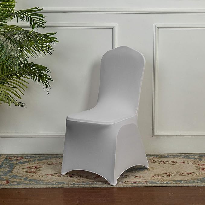 Peomeise Stretch Spandex Chair Cover for Wedding Party Dining Banquet Event (White, 25)