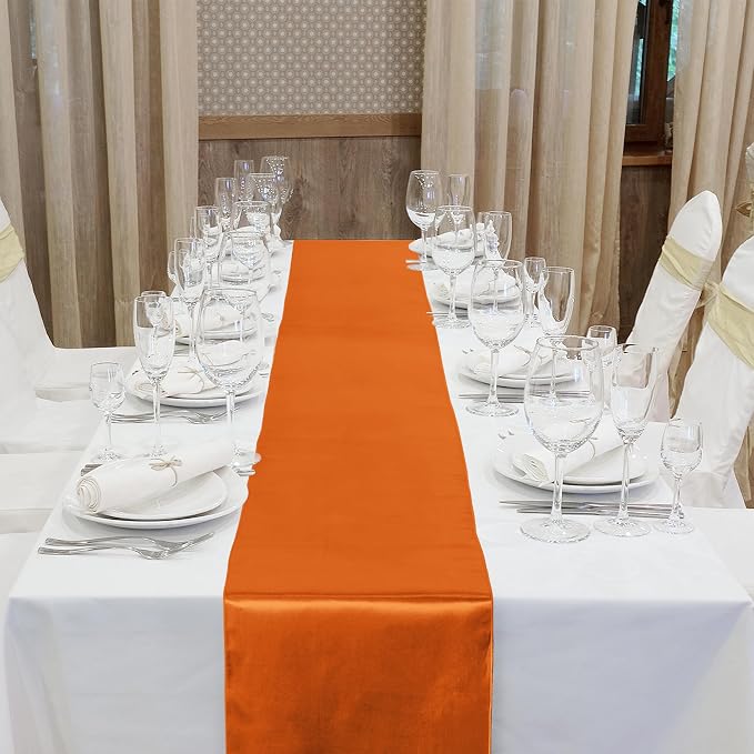 Aneco 4 Pack Satin Table Runner 12 x 108 Inch Long Bright Silk and Smooth Fabric Party Table Runner for Wedding Banquet Party Decoration