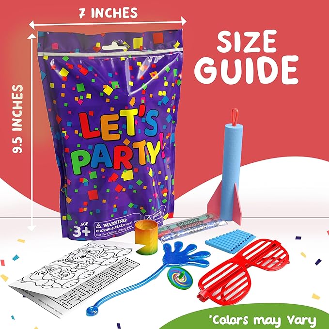 Crown Display Party Favors for Kids 10 Pre Filled Party Favor Bags - Let's Party Fun Goodie Bags Stuffers for Kids with Fidget Toys and Small Toys Goody Bag Stuffers - Party Favors for Kids 4-8