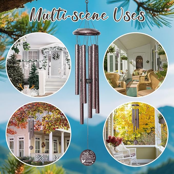 Anniversary Wind Chimes Gifts for Men Women, Happy Anniversary Decorations, 25" Wind Chimes Romantic Gift for Couple, Parents, Wife, Husband, Friends (Wife)