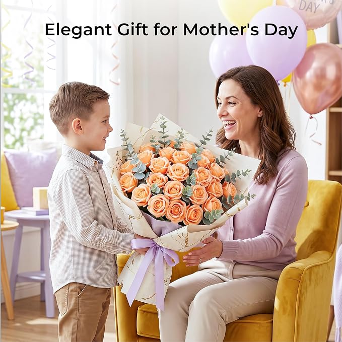 Auihiay 60PCS Artificial Roses, Champagne Roses, Velvet Silk Roses, Realistic Artificial Flowers for Wedding Centerpiece Decor, Bridal Bouquets, Father's Day Decor, Birthday & Valentine's Day Gift