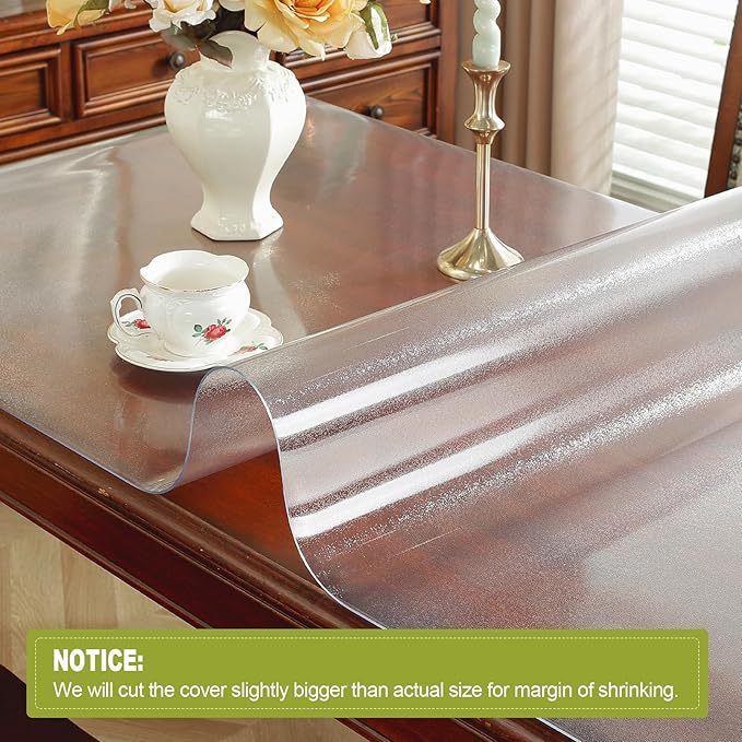 Frosted Clear Table Protector 24 x 48 Inch, 2mm Thick Plastic Table Cover, Waterproof PVC Clear Table Cover Protector, Desk Protector Mat, Writing Desk Pad for Desktop, Coffee & Dining Room Table