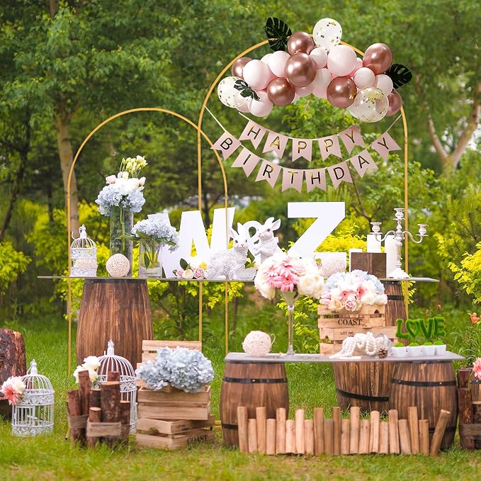 SuuWoee Metal Arch Backdrop Stand Set of 2 Gold (7.2FT+6FT) Wedding Arch Stand Balloon Arched Frame for Birthday Party Baby Shower Graduation Ceremony Decoration
