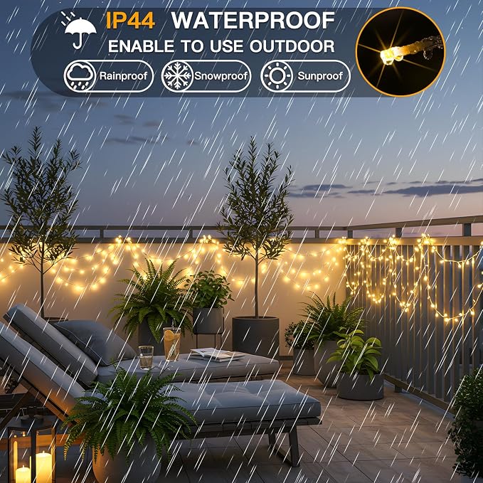 suddus 300 Led Connectable Christmas Lights Outdoor Waterproof, 99ft Christmas Tree Light Plug in with Remote, Warm White String Lights Indoor for Dorm Xmas Holiday Yard Party Porch Patio Garden Decor