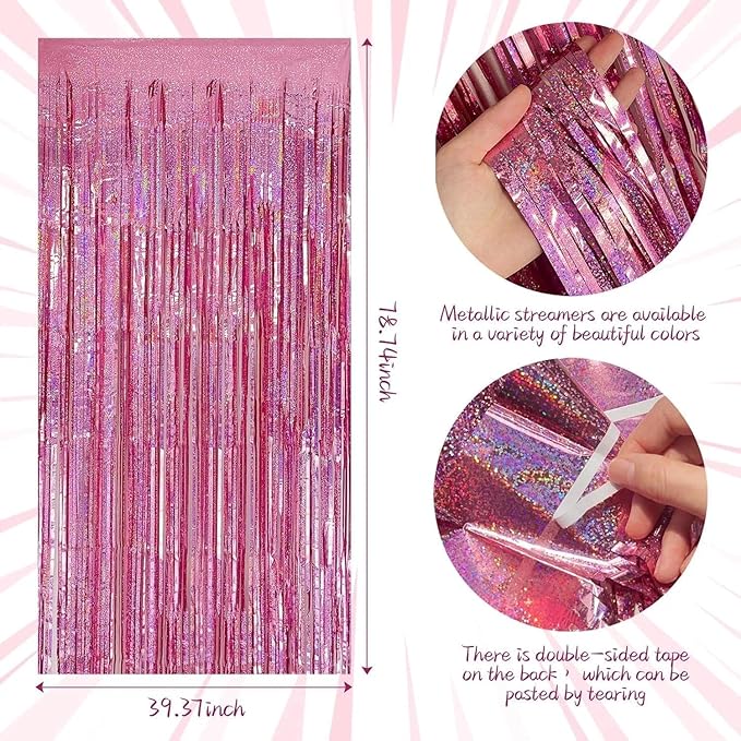 Hot Pink Balloon Arch Kit, Double Stuffed Dark Light Pink Magenta Gold Cheetah Print Balloons Fringe Curtain for Birthday Baby Shower Mother's Day Bridal Wedding Safari Jungle Wild Party Decorations