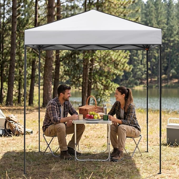 EAGLE PEAK 6x4 Instant Pop Up Canopy Tent, Straight Leg Sun Shelter, Portable Canopy with Carry Bag for Camping, Beach & Sports, White