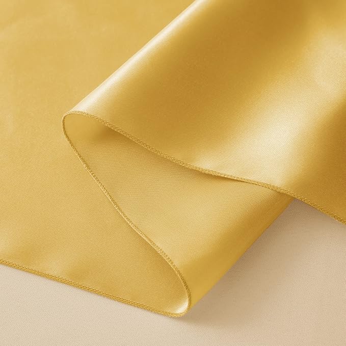 Horbaunal 2 Pack Yellow Gold Satin Table Runner 12 x 108 Inch, Smooth Table Runners for Wedding Banquets Birthday Party