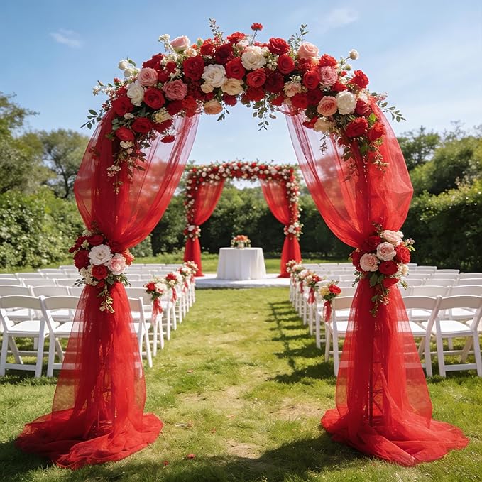 Red Tulle Ribbon 6 Inch x 100 Yards Soft Mesh Fabric for DIY Crafts Wedding Decorations Sewing Gift Wrapping and More