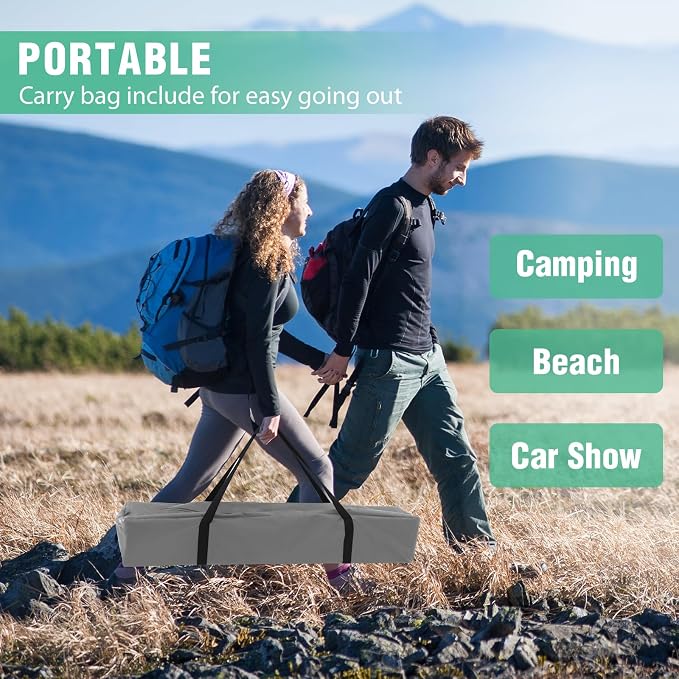 5x5 Pop Up Canopy Tent with One Sidewall, Instant Portable Beach Canopy, Outdoor Tent with Carry Bag for Camping, Sports, Tailgating, Events, Khaki
