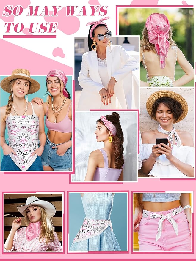 8 Pack Bride Bandanas Light Blue Head Scarf Last Rodeo Bachelorette Party Supplies Pink Bandanas Maid of Honor Gift